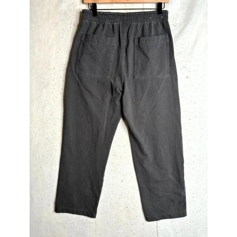 Uniqlo Washed Jersey Ankle Pants Mens S Charcoal Gray Cotton Stretch Drawstring